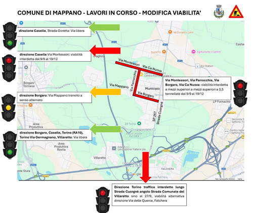 Chiusura al transito del cavalcavia della superstrada Torino-Caselle (RA10) all'altezza di Via Mappano/Via Montessori